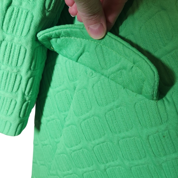 Vintage 60s MOD Mid Century Modern Long Coat Green Double Breasted Bold Funky L - Picture 8 of 14